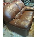 Modern brown leather two seater sofa. (B.P. 24% incl.