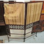 Edwardian mahogany two section folding upholstered clothes screen. (B.P. 24% incl.