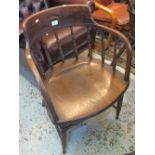 Early 20th Century stained elm spindle back tub type chair. (B.P. 24% incl.