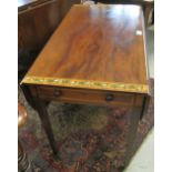 19th Century mahogany Pembroke table with cross banding and painted floral and foliate decoration