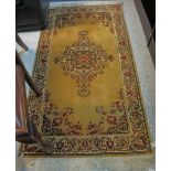 Axminster type Persian design rug, foliate decorated on mustard ground, 170 x 90cm. (B.P. 24% incl.