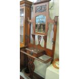 Edwardian oak mirror backed hall stand. (B.P. 24% incl.