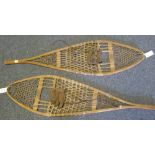 Pair of vintage wooden framed gut strung snow shoes. (2) (B.P. 24% incl.