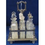 Electoplated floral swag design rectangular, six section, glass and plated cruet stand. (B.P.