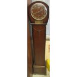 Mid 20th Century oak three train grandmother clock with presentation plaque with silver