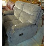 Modern grey upholstered reclining two seater sofa. (B.P. 24% incl.