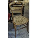 Early 20th Century scroll back bedroom chair with cane seat. (B.P. 24% incl.