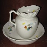 Late Victorian florally decorated jug and basin. (B.P. 24% incl.