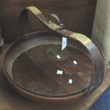 Chinese stained wooden and woven single handled circular marriage basket. (B.P. 24% incl.