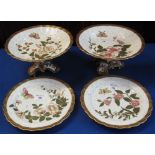 Royal Worcester porcelain part dessert service comprising: two comports or tazzas,