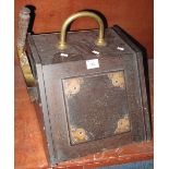 Early 20th Century stained coal box with brass handle and mount and shovel. (B.P. 24% incl.