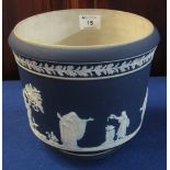 Adams of Tunstall Jasper ware style pedestal cylinder vase,