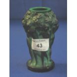 Early 20th Century green glass malachite vase depicting nude females amongst foliage and berries,