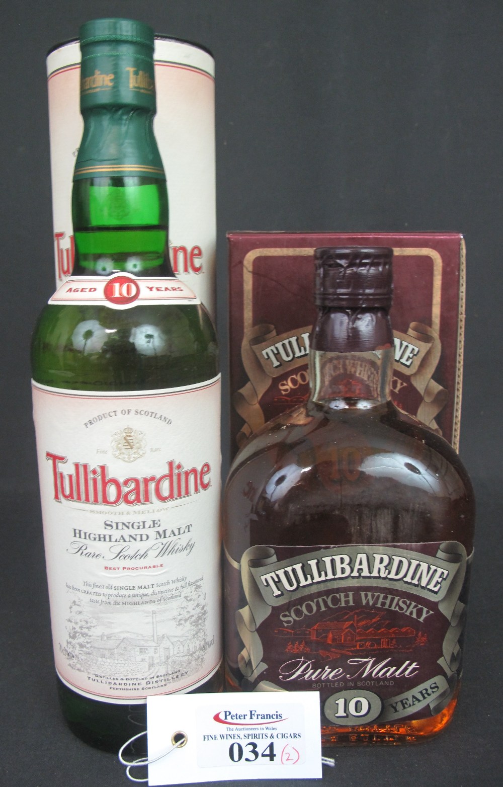 Two bottles of Tullibardine Whisky, one