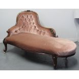 VICTORIAN WALNUT SHOWFRAME CHAISE LONGUE