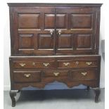 18TH CENTURY OAK PANELLED CUPBOARD ON ST