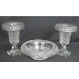 PAIR OF 19TH CENTURY HOBNAIL CUT GLASS,