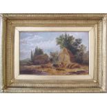 An English school, c19th century rural landscape, oil on canvas, framed in a gesso and gilt frame.