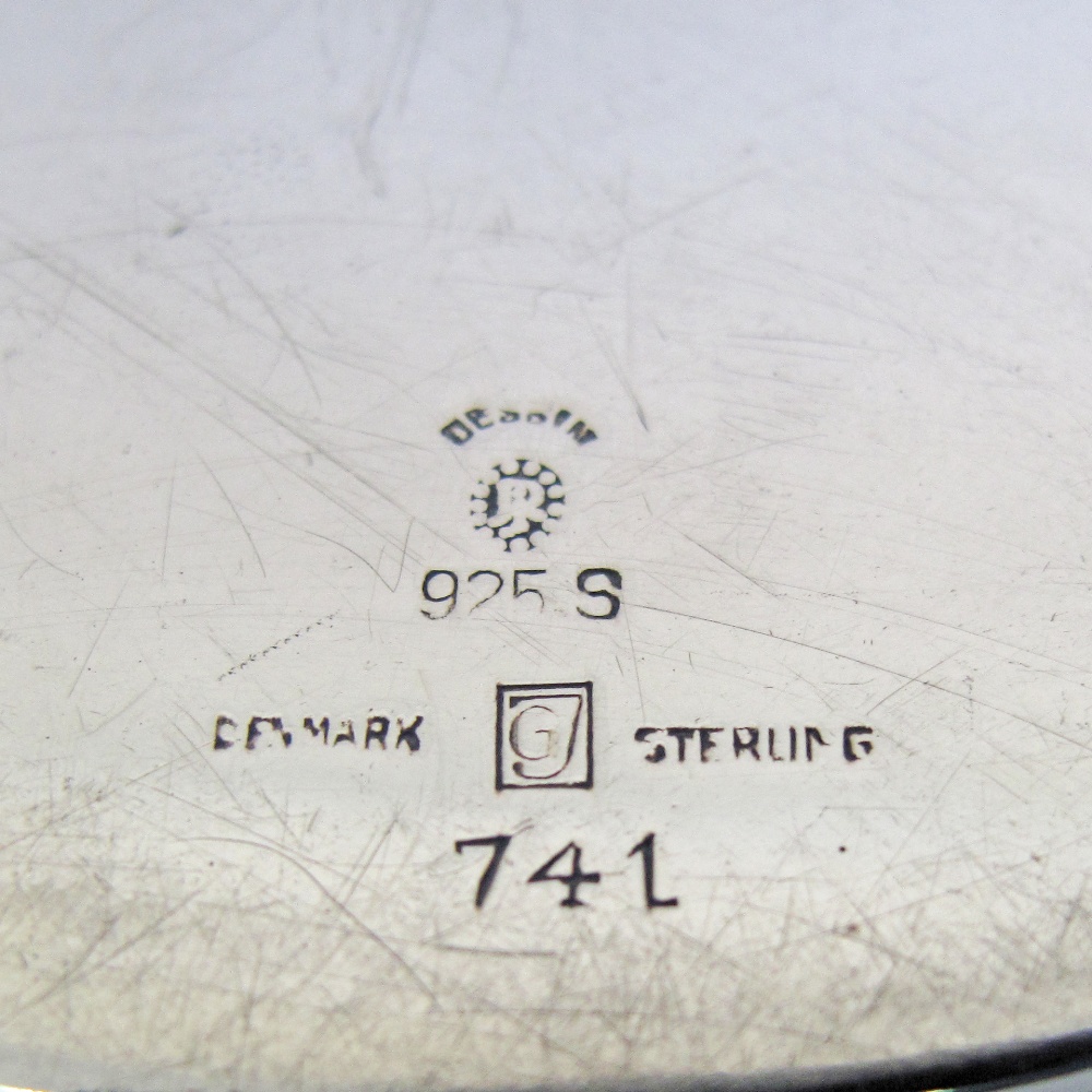 A Danish Georg Jensen Hallmarked sterling silver dish with handles, an engraved crown and an - Image 5 of 6