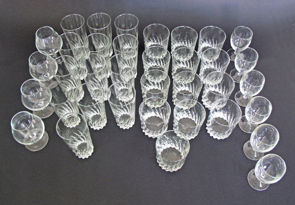 A collection of Luminarc glasses comprising 13 tall, 12 short, 4 brandy and 6 small wine glasses. - Image 3 of 3
