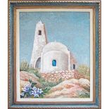 A. Kodros, signed and dated 1974, Church, oil on canvas. Framed:80X96cm.