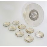 A collection of 8 small hallmarked 800 SOFOCLIDES silver bowls W8cm and a large hallmarked 830