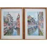 A pair of Venecian watercolours signed "SIROL". Framed and glazed:24X32cm each.