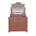 A French style c19th century mahogany commode with dressing table top, three long drawers under