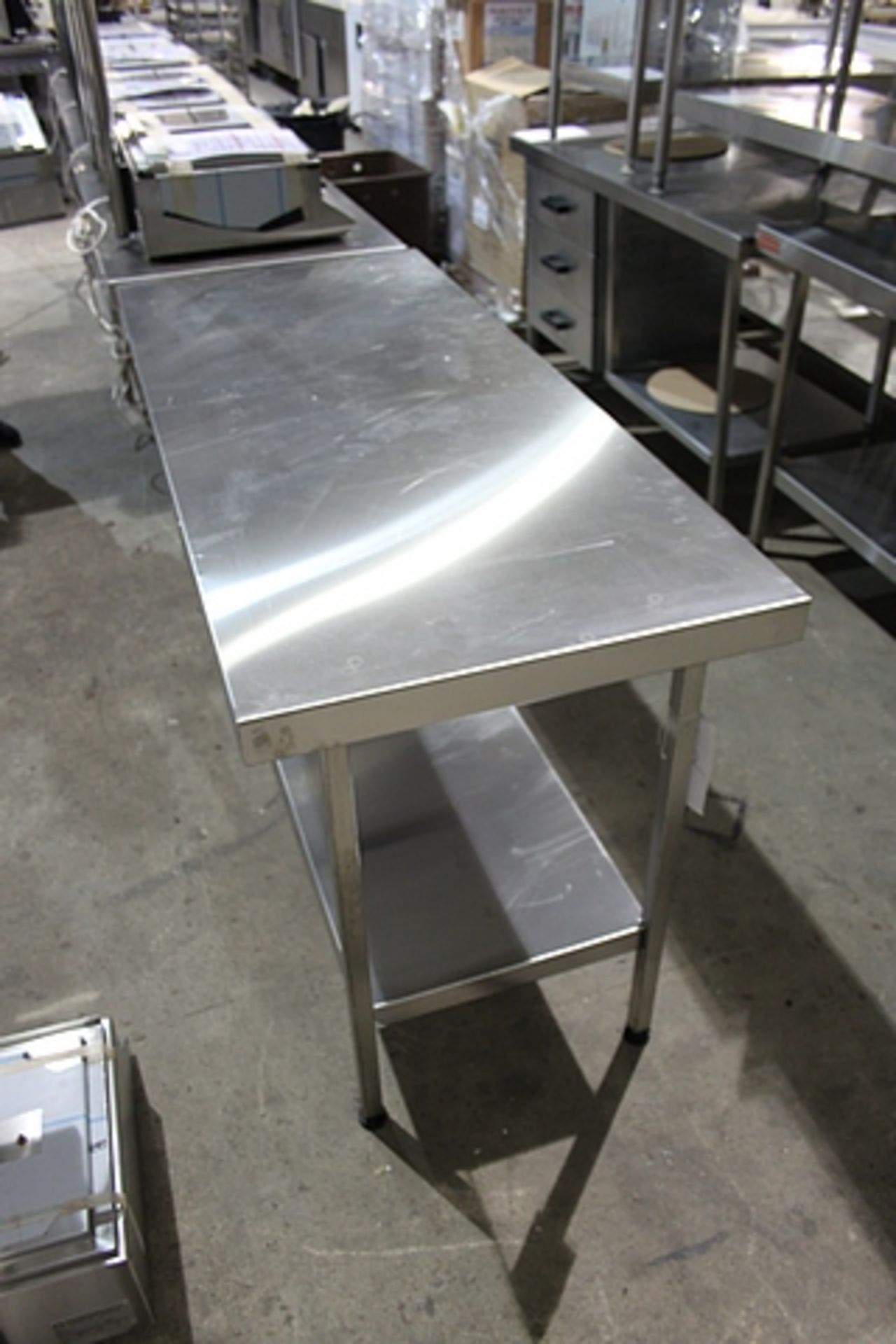 Stainless steel centre table with undershelf 1800mm x 650mm