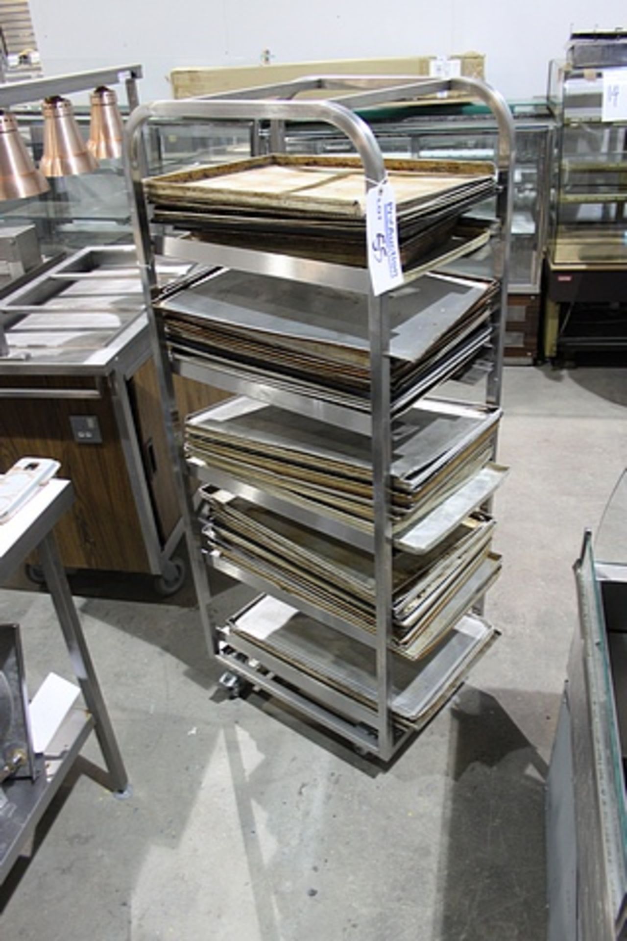 Mobile stainless steel 5 tier rack 460mm x 600mm x 1550mm