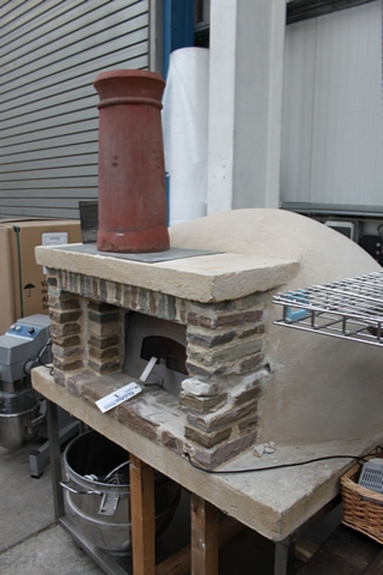 Stone build wood fired pizza oven internally 1m overall dimensions 1400mm x 1500mm x 2200mm to