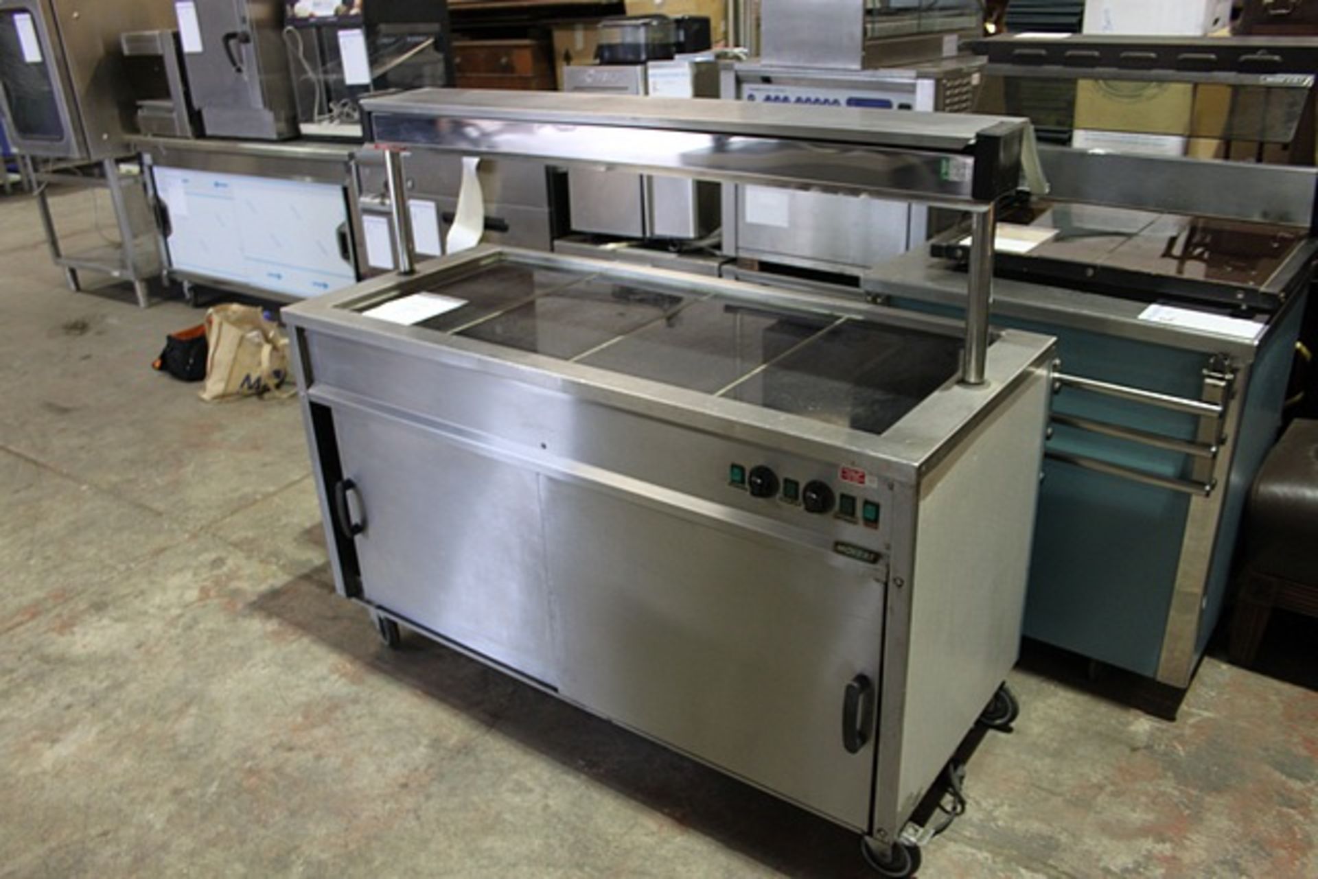 Moffat 431 Versicarte mobile hot cabinet heated serve over with four ceramic hot plates and overhead