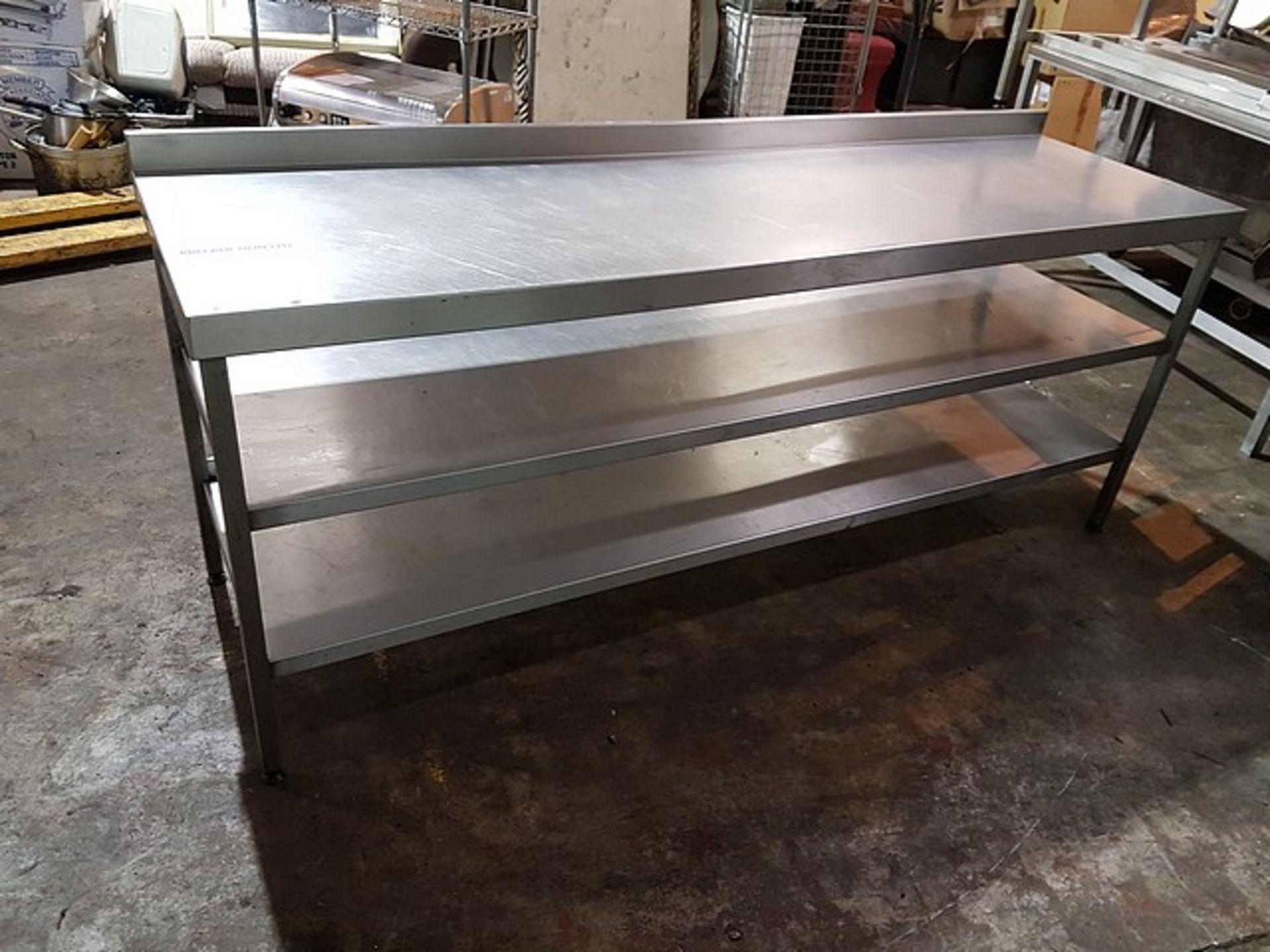 Stainless steel preparation table with two shelves 2100mm x 600mm x 920mm