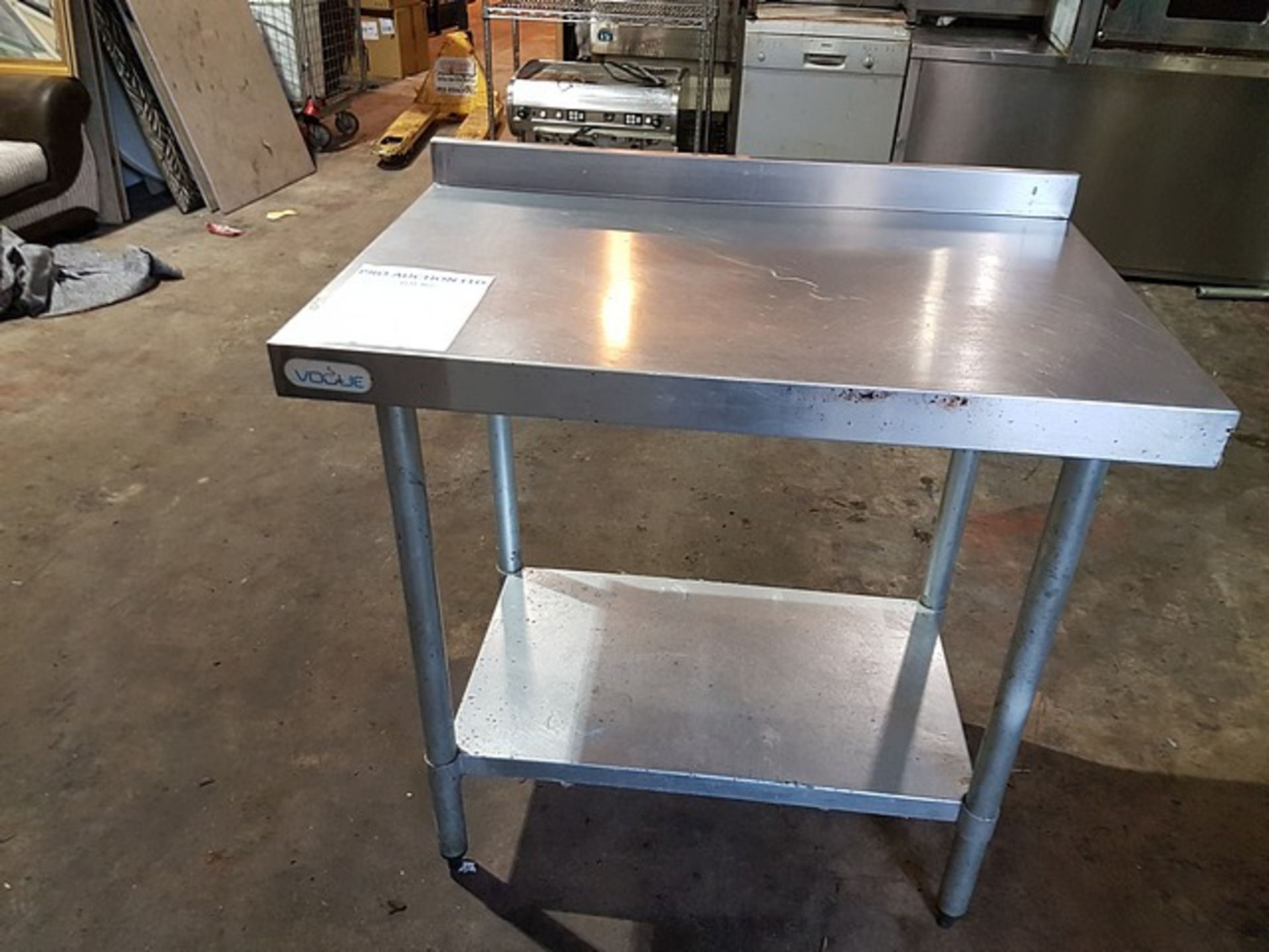 Stainless steel preparation table with upstand and shelf 900mm x 600mm x 900mm