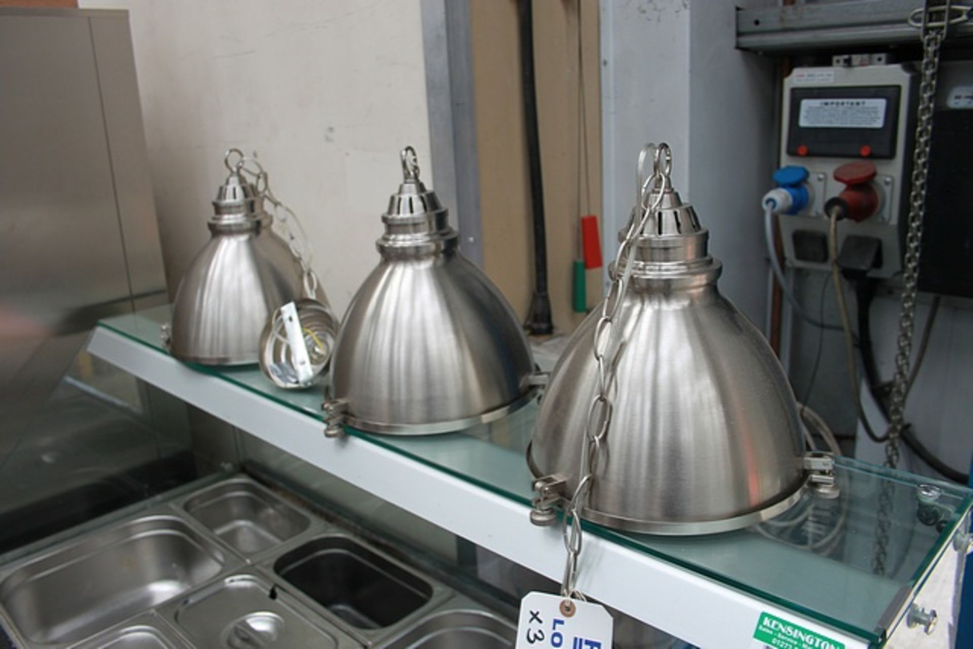 3 x SEL M402BS stainless steel pendant lights