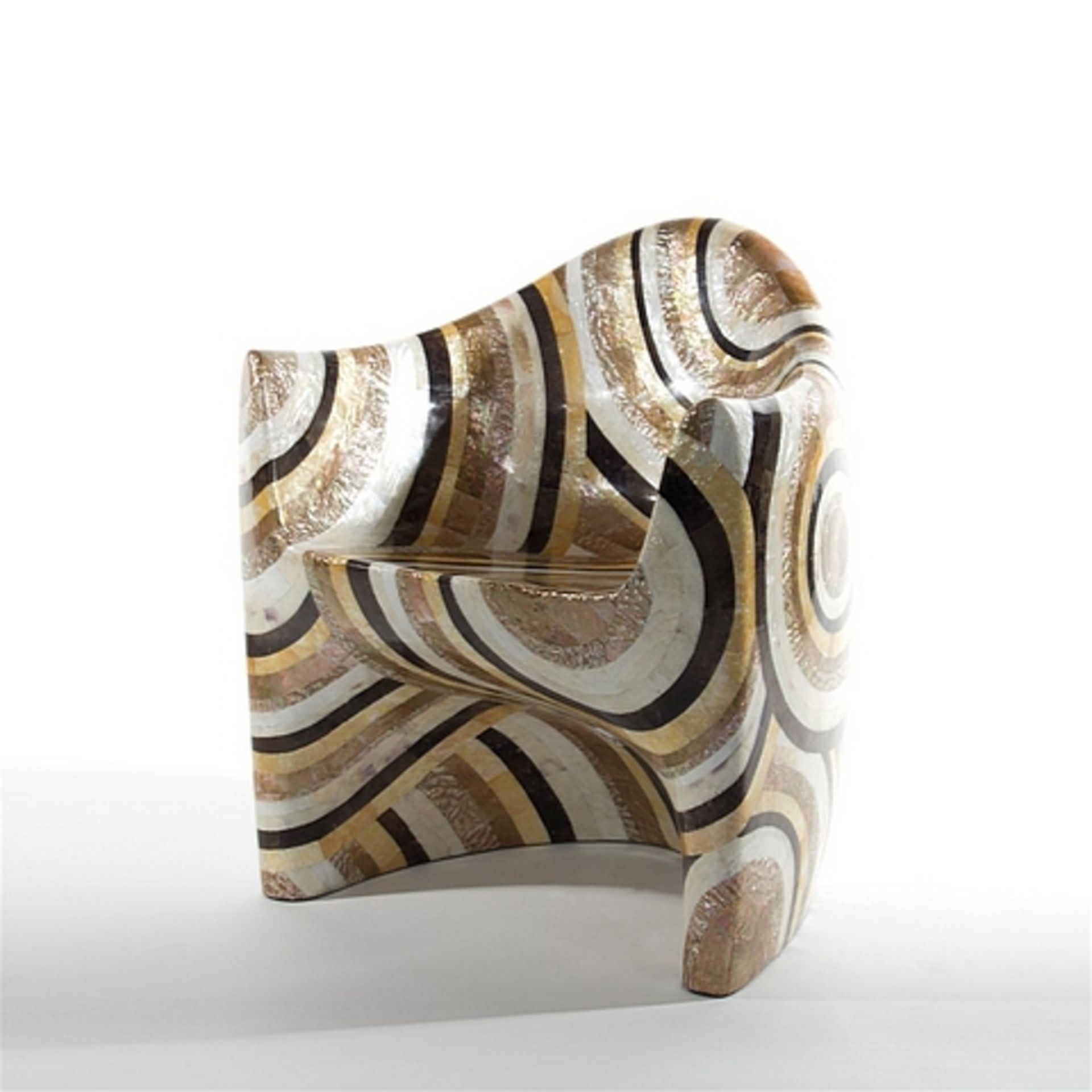 Chair circlet brown lip and beige paua shell. Fabulously retro with stripes of natural tones, even