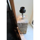 Table Lamp Flores Natural Foot in Rustic Block Natural Petrified Wood On Stainless Steel Base