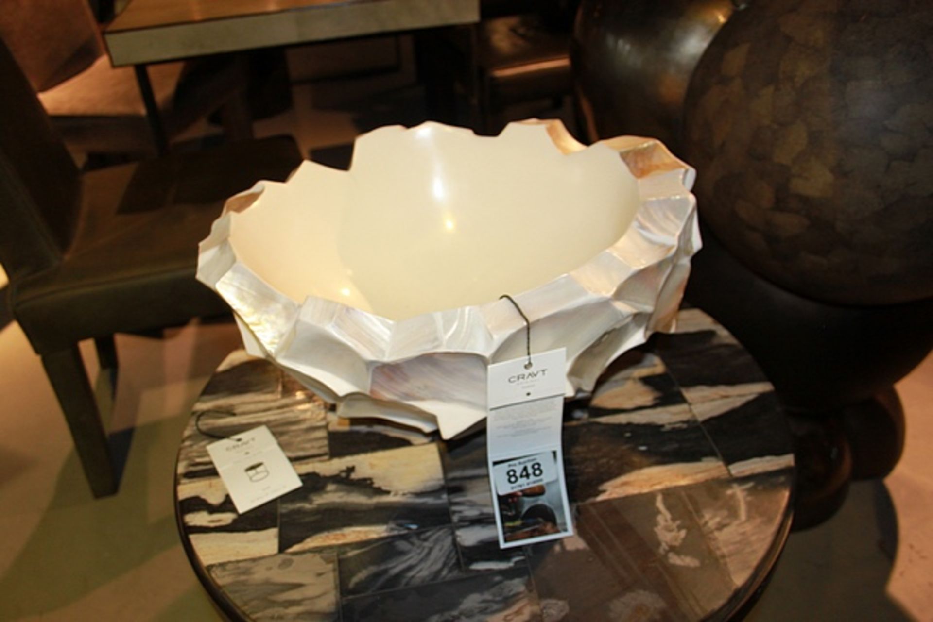 Bowl Tony White Radica large decorative bowl featuring a smooth interior and sculptured pearly white