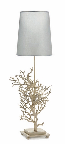 Table lamp coral stand white coral design ivory white powder coating. A modern interior design idea,