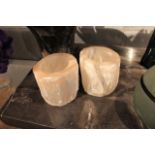 Tealight Holder hurricane large rose selenite stone set of 3 14x14cm Cravt SKU Z2882