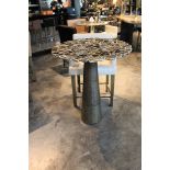 Bar Table Rotate Large Top in Black Agate Arm Band Rings Leg in Light Antique Brass 110x95cm Cravt
