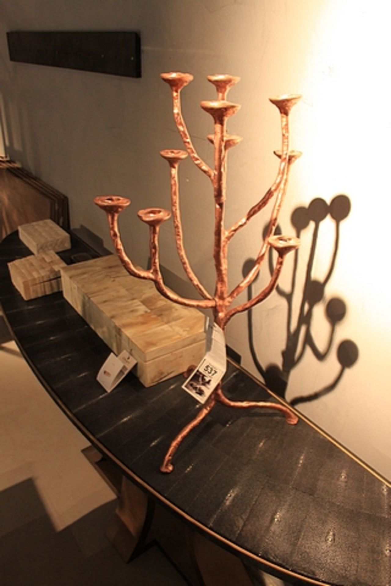 Candle Holder a twelve arm candelabra hand forged in copper beautifully constructed copper