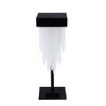 Table lamp selenite night lamp square in black powder coating finish with selenite sticks 1 light.