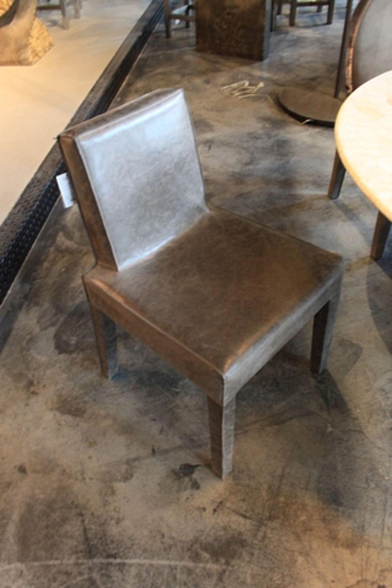 Dining Chair Helsinki hand crafted upholstered in Lucido Vertigo grey Cow Leather 54x61x84cm Cravt