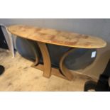 Console Cross Console Table exquisite wood top console, finished with a natural brown parchment on