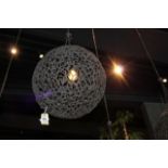 Hanging Lamp Globe Y textural sculpture piece is structured in flawless high-quality nickel brass,