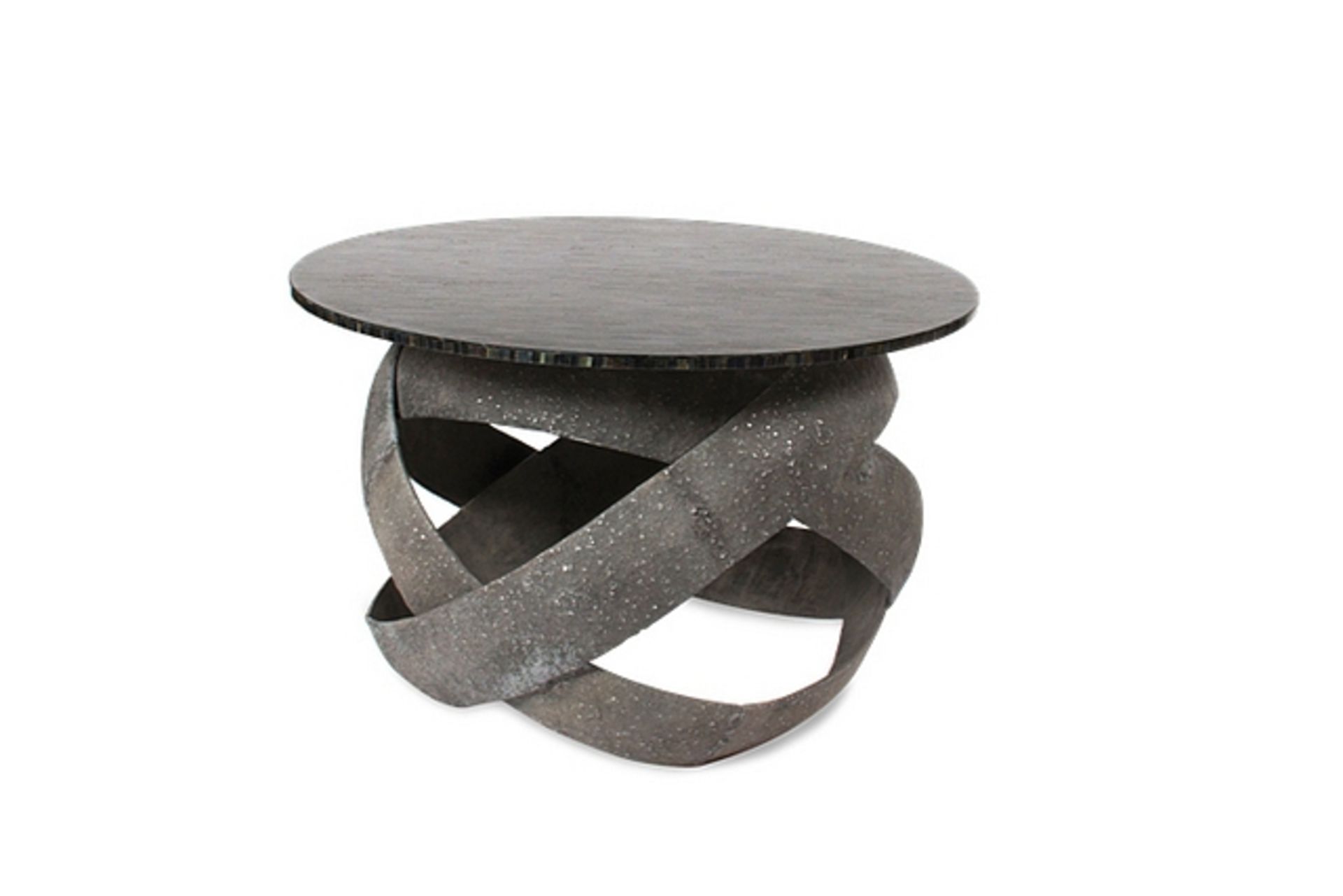 Side Table Tigo Tiger circular low level table featuring a blue tiger’s eye stone top poised upon - Image 4 of 5