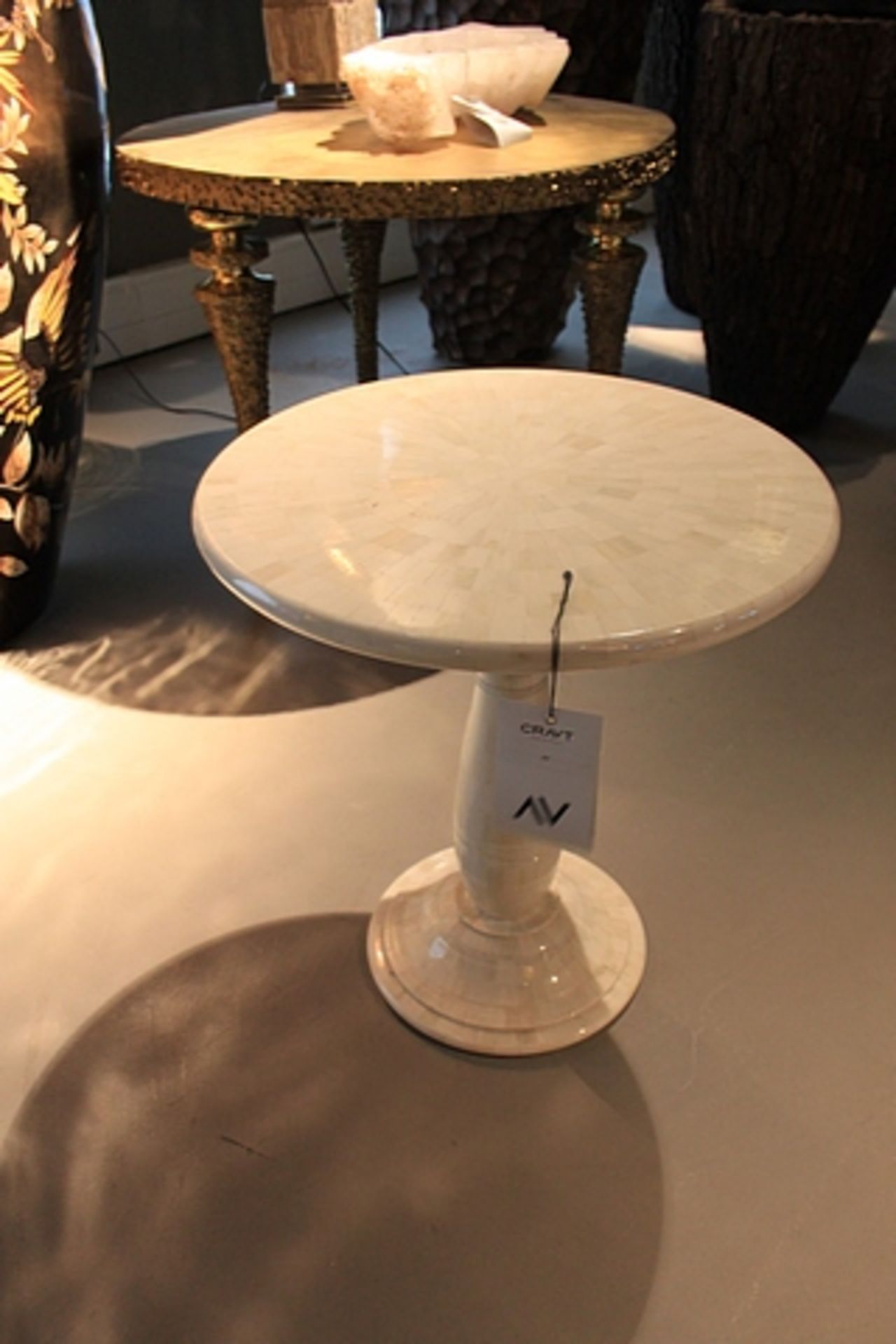 Side Table Alano hand carved in white buffalo bone this highly polished table is simply stunning