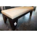 Bench Ronni - upholstered in rich, cream white button tufted leather, this walnut framed bench is