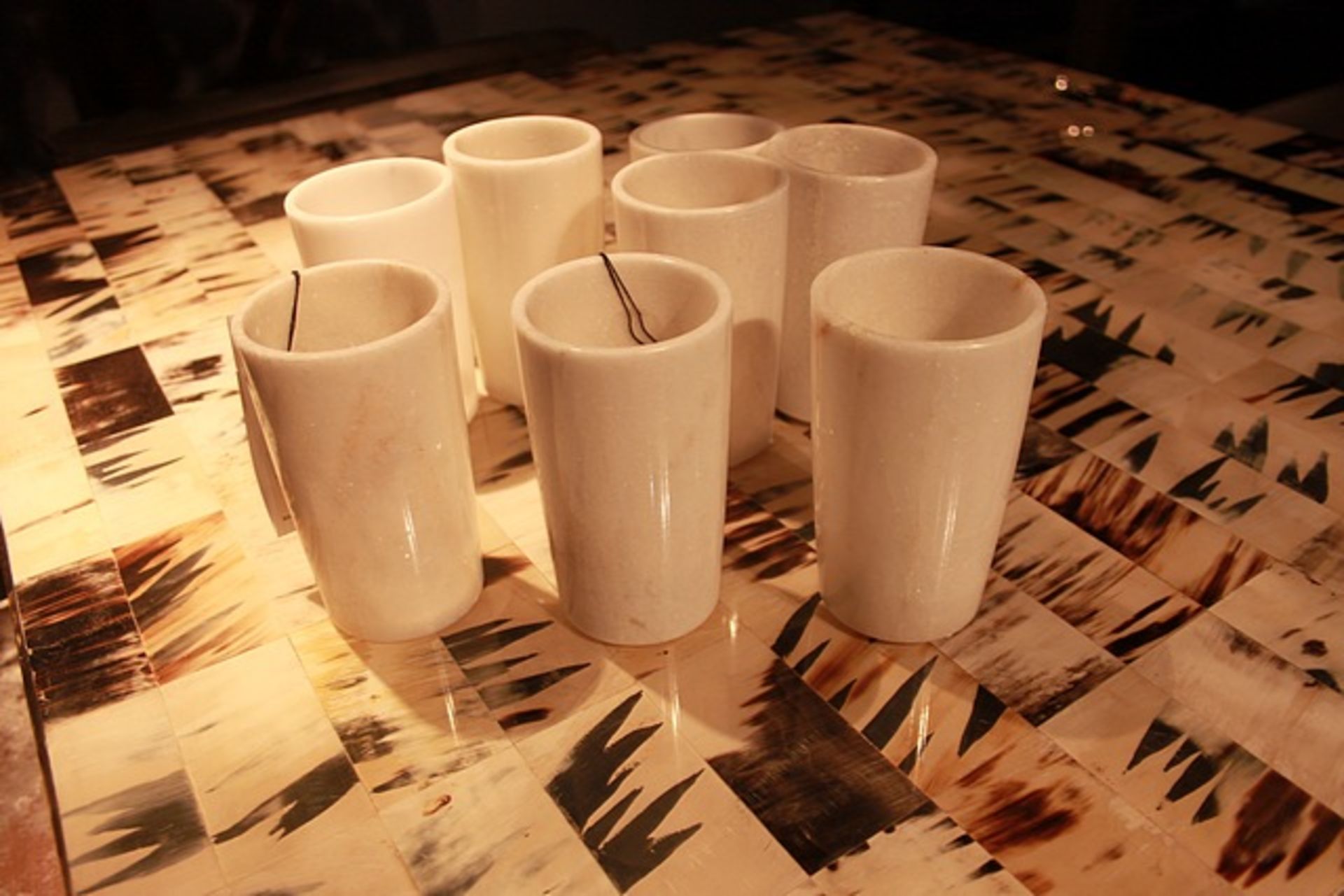 Tumbler silvio white white marble polished set of 2, bringing classic natural materials into the
